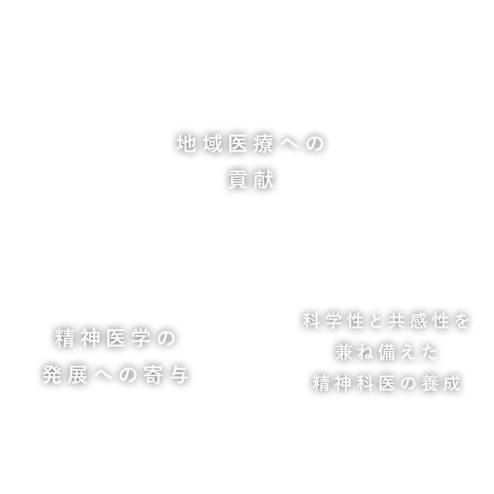 地域医療への貢献、精神医学の発展への寄与、科学性と共感性を兼ね備えた精神科医の養成